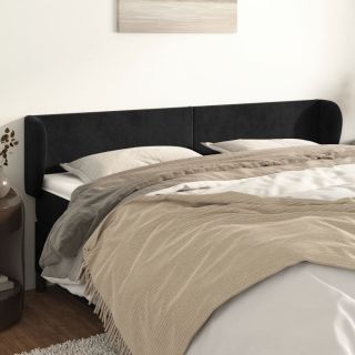 voodipeats servadega, must, 183x23x78/88 cm, samet
