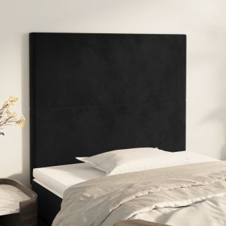 изголовья 2 шт., черные, 100x5x78/88 см, бархат