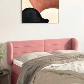 Изголовье с бортиками, розовое, 147x23x78/88 см, бархат