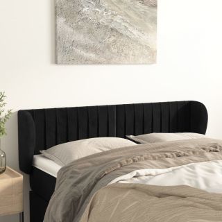 voodipeats servadega, must, 147x23x78/88 cm, samet