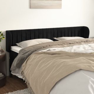 voodipeats servadega, must, 163x23x78/88 cm, samet