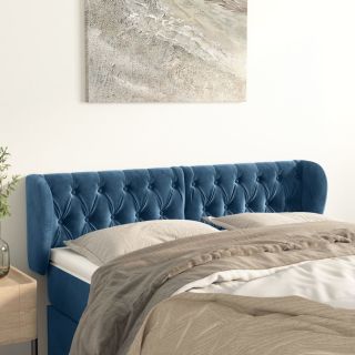 voodipeats servadega, tumesinine, 147x23x78/88 cm, samet