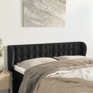 voodipeats servadega, must, 147x23x78/88 cm, samet