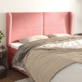 voodipeats servadega, roosa, 183x23x118/128 cm, samet