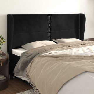 voodipeats servadega, must, 203x23x118/128 cm, samet