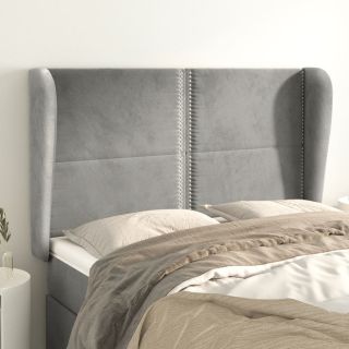 voodipeats servadega, helehall, 147x23x118/128 cm, samet