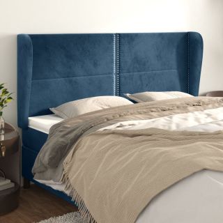 voodipeats servadega, tumesinine, 163x23x118/128 cm, samet