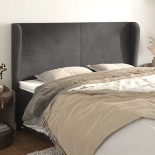 voodipeats servadega, tumehall, 203x23x118/128 cm, samet
