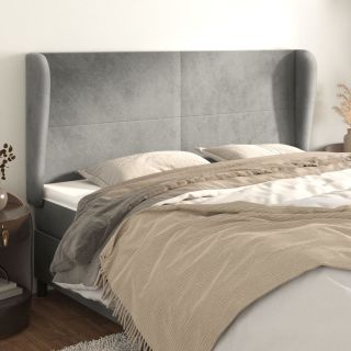 voodipeats servadega, helehall, 183x23x118/128 cm, samet
