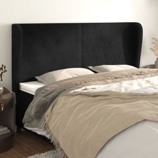voodipeats servadega, must, 183x23x118/128 cm, samet