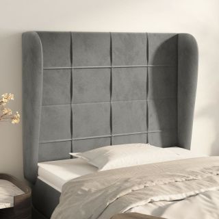 voodipeats servadega, helehall, 83x23x118/88 cm, samet
