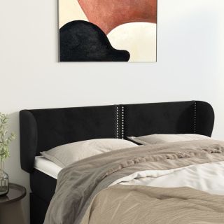 voodipeats servadega, must, 147x23x78/88 cm, samet