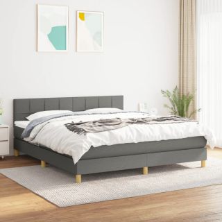 kontinentaalvoodi madratsiga, tumehall, 160x200 cm, kangas