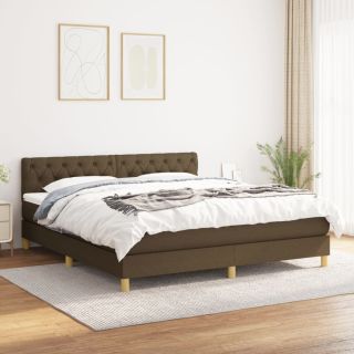 континентальная кровать с матрасом, темно-коричневая, 160x200 см, ткань