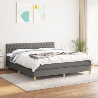 kontinentaalvoodi madratsiga, tumehall, 180x200 cm, kangas