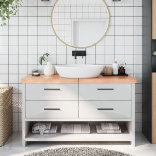 vannitoa tasapind, helepruun, 140 x 60 x (2-6) cm, täispuit