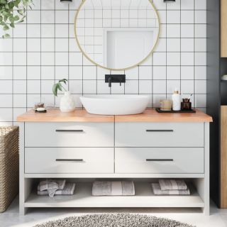 vannitoa töötasapind, helepruun, 160x50x(2-4) cm, täispuit