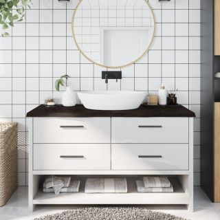 столешница для ванной комнаты, темно-коричневая, 140x60x(2-4)см, обработанный массив дерева
