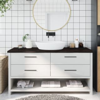 столешница для ванной комнаты, темно-коричневая, 160x60x(2-4)см, обработанный массив дерева