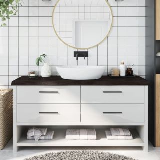 столешница для ванной комнаты, темно-коричневая, 160x60x(2-6)см, обработанный массив дерева