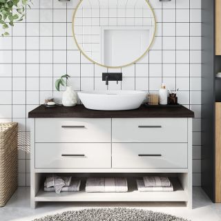 vannitoa tasapind, tumepruun, 100x30x(2-6)cm töödeldud täispuit