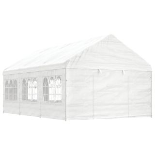 katusega varjualune, valge, 6,69 x 4,08 x 3,22 m, polüetüleen
