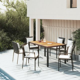 5-osaline aiamööbli komplekt patjadega, must, polürotang