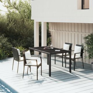 5-osaline aiamööbli komplekt patjadega, must, polürotang