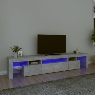 Подставка под телевизор со светодиодной подсветкой, бетонно-серый, 215x36,5x40 см