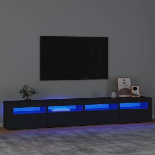 Тумба под телевизор со светодиодной подсветкой, черная, 240x35x40 см