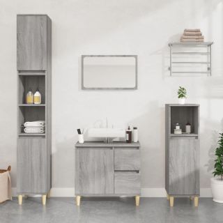 3-osaline vannitoakappide komplekt, hall Sonoma tamm, tehispuit
