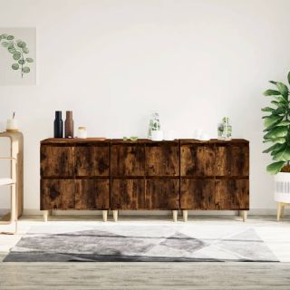 puhvetkapid 3 tk, suitsutatud tamm, 60 x 35 x 70 cm, tehispuit