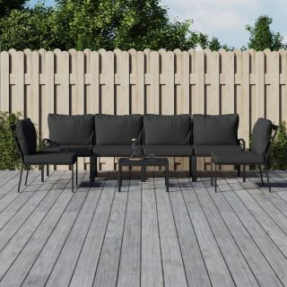 7-osaline aiamööbli komplekt hallide patjadega, teras