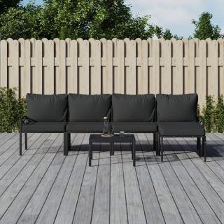 6-osaline aiamööbli komplekt hallide patjadega, teras