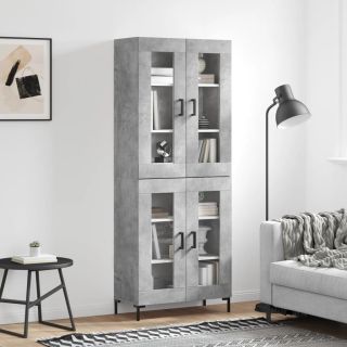 kõrge kapp, betoonhall, 69,5 x 34 x 180 cm,tehispuit