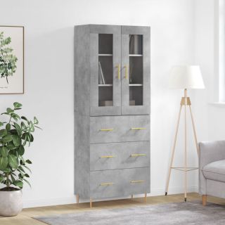 kõrge kapp, betoonhall, 69,5 x 34 x 180 cm,tehispuit