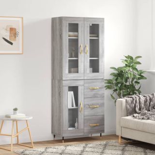 kõrge kapp, hall Sonoma tamm, 69,5 x 34 x 180 cm, tehispuit