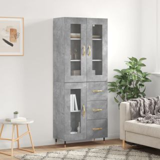 kõrge kapp, betoonhall, 69,5 x 34 x 180 cm,tehispuit
