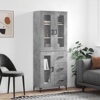 kõrge kapp, betoonhall, 69,5 x 34 x 180 cm,tehispuit