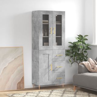 kõrge kapp, betoonhall, 69,5 x 34 x 180 cm,tehispuit