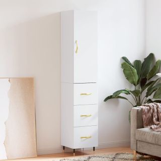 высокий шкаф, белый, 34,5x34x180 см, искусственное дерево