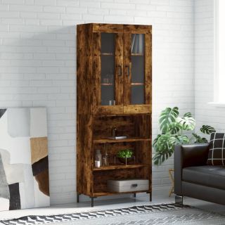 высокий шкаф, копченый дуб, 69,5 x 34 x 180 см, искусственное дерево
