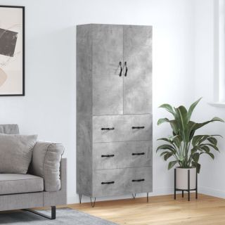 kõrge kapp, betoonhall, 69,5 x 34 x 180 cm,tehispuit