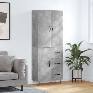 kõrge kapp, betoonhall, 69,5 x 34 x 180 cm,tehispuit