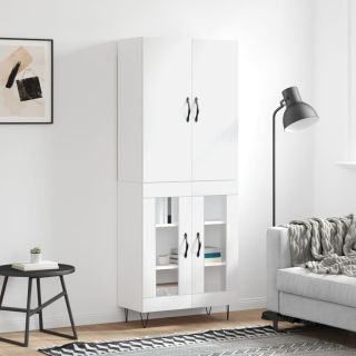 высокий шкаф, белый, 69,5 x 34 x 180 см, искусственное дерево