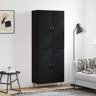 высокий шкаф, черный, 69,5 x 34 x 180 см, искусственное дерево