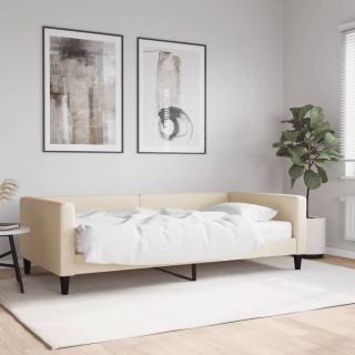 diivanvoodi madratsiga, kreemjas, 100x200 cm, kangas