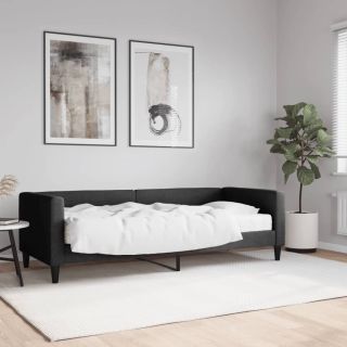diivanvoodi madratsiga, must, 80x200 cm, kangas
