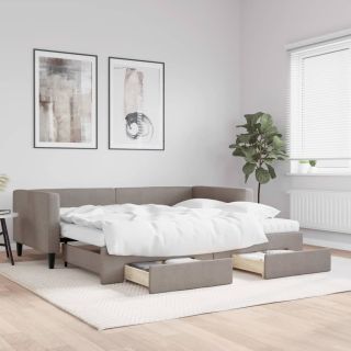диван-кровать с выдвижной секцией, коричневый, 90x200 см, ткань