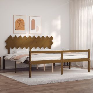 vanemate inimeste voodiraam peatsiga, 200x200 cm, täispuit